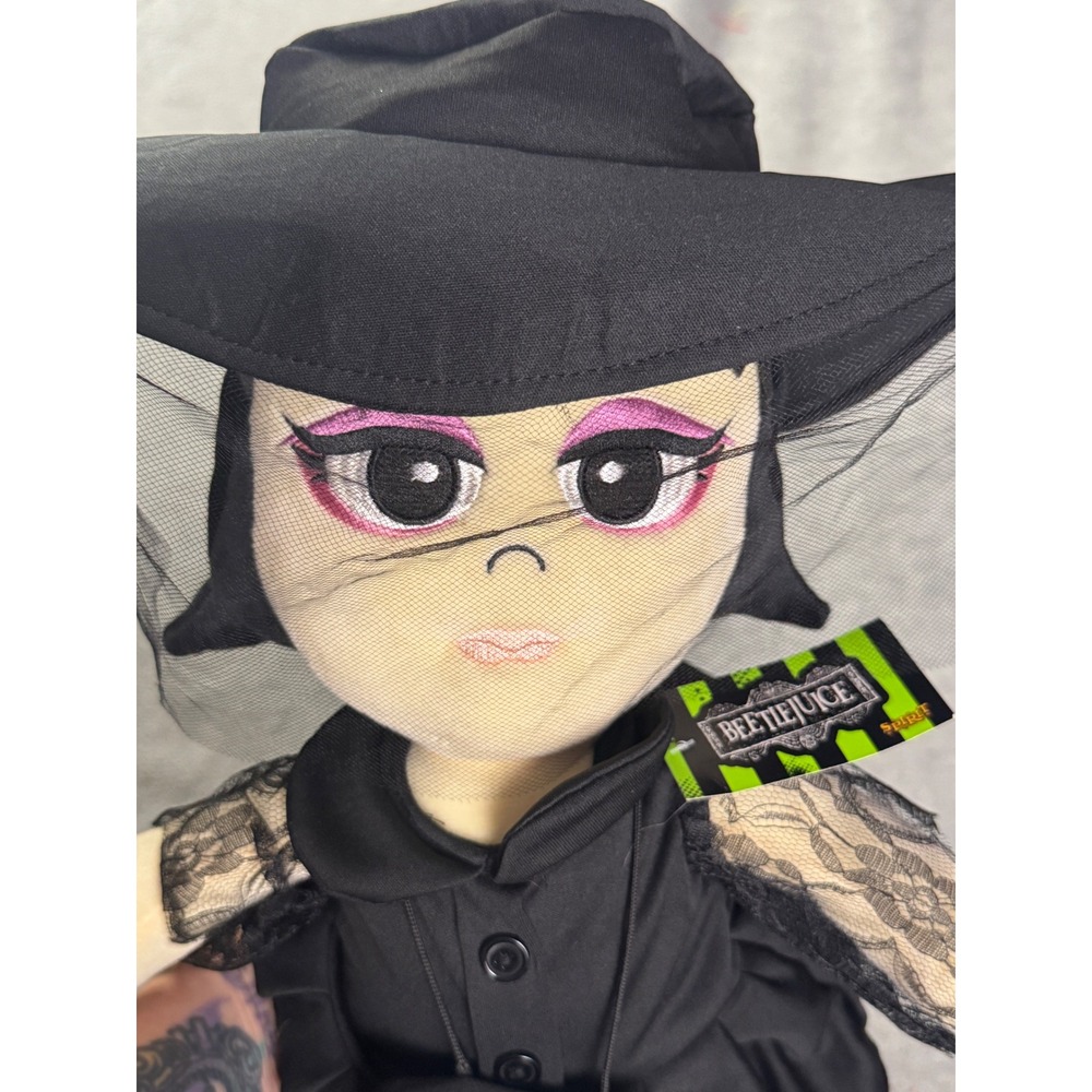 Beetlejuice Lydia Deetz Plush Doll Spirit Halloween Goth Black Dress Camera 15"